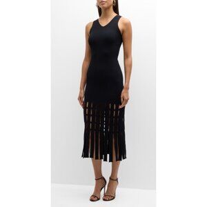 Rails Kaia Fringe-Trim black knit Midi Dress size XS